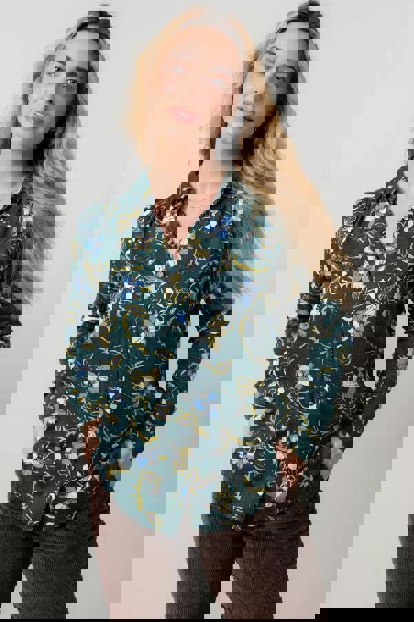 Lily & Me Beech Floral Print Shirt Green