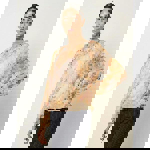 Blue Vanilla Floral Print Mesh Blouse