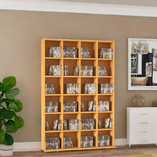 Rafaelo Mobilia 6 Tier Beech Wood Bookcase With 24 Compartments