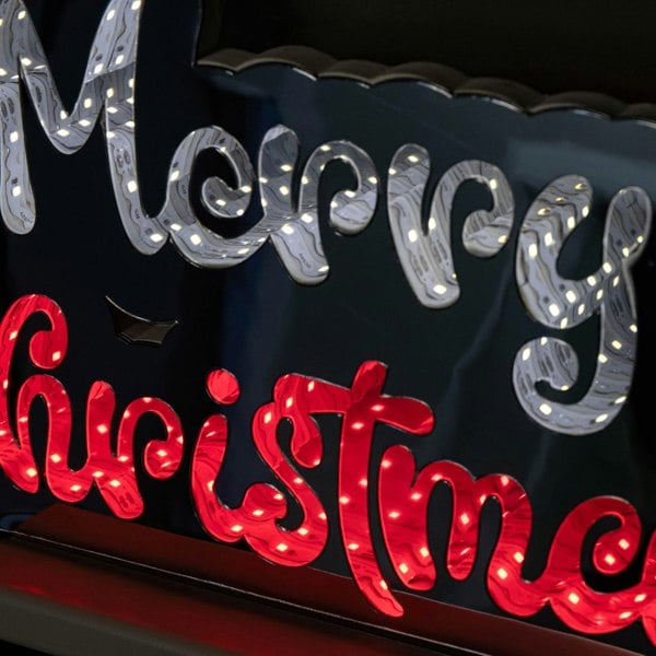 Samuel Alexander 32cm Infinity Merry Christmas on Wooden Base with Red and White LEDs