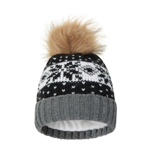 Mountain Warehouse Womens/Ladies Fair Isle Pom Pom Beanie - Black