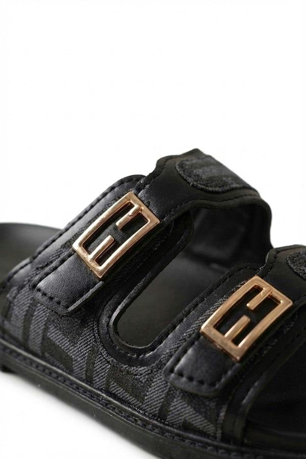 Willow Patterned Buckle Sandals - White_wb