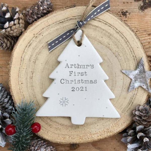 Personalised Baby's First Christmas Tree Ornament - close-up detail