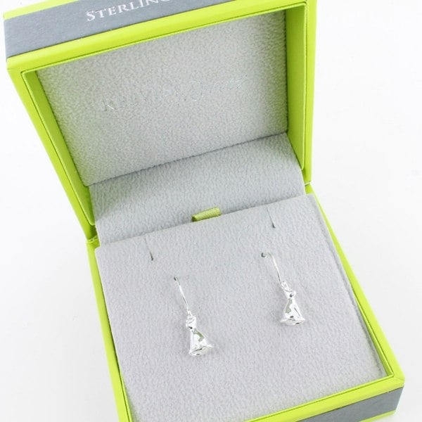 Sitting Cat Sterling Silver Drop Earrings - Reeves & Reeves