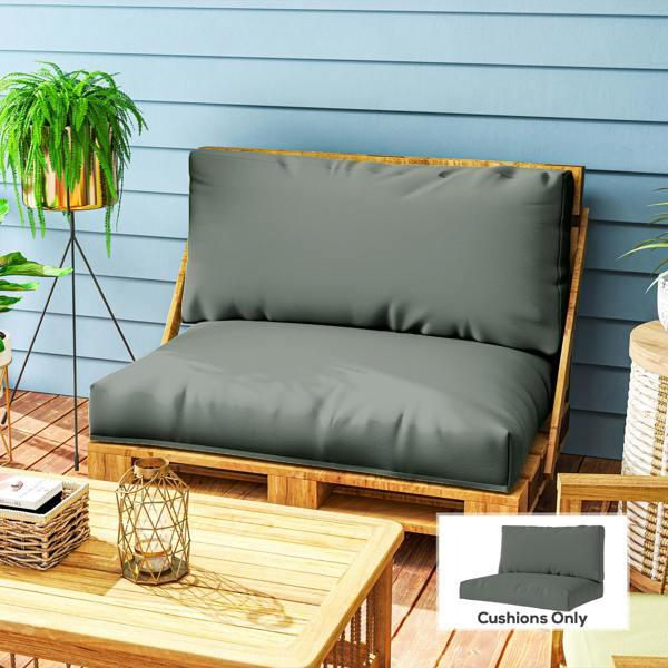 Outsunny 2 Seat Pallet Cushions 20cm Thick Outdoor Seat Pads, Black