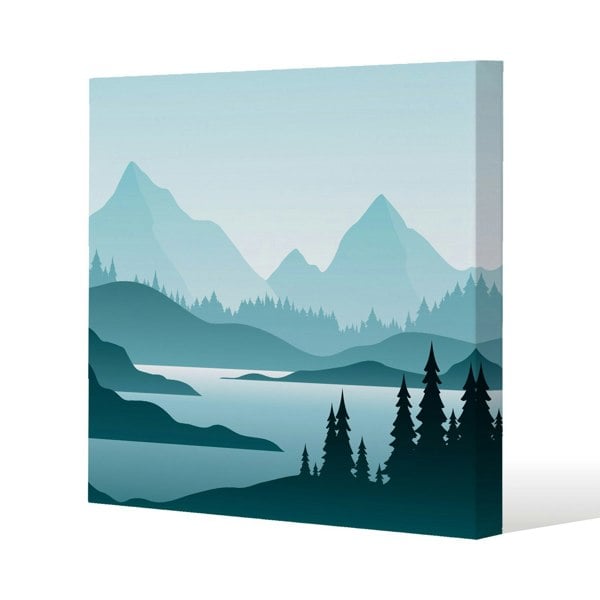 Benjamin Tate Design abstract mountain landscape Slim Style Canvas Print  60x60cm , 15mm Slim Real wood.