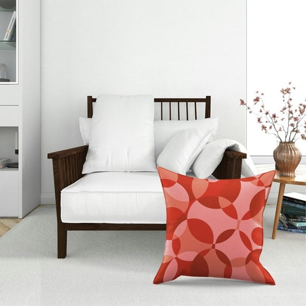 Warren Reed Red Circle Pattern Floor Cushion