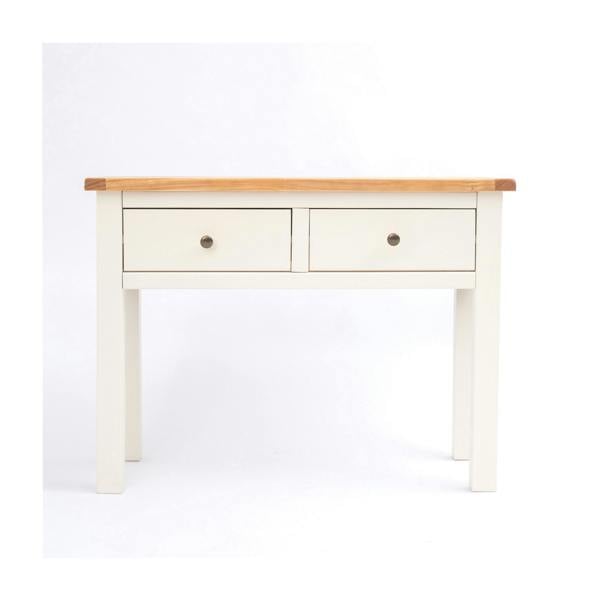 Maggiori Off White 2 Drawer Console Table Brass Knob