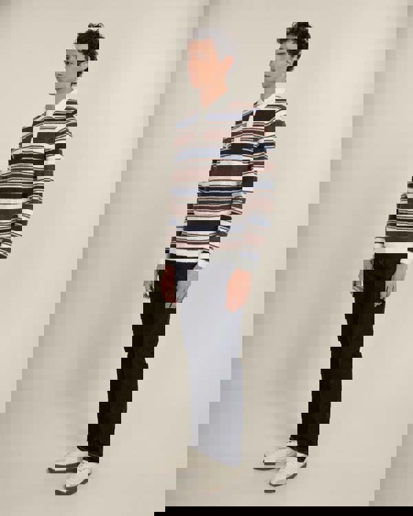 Larsson & Co Osterby - Stripe Knitted Long Sleeve Polo Shirt