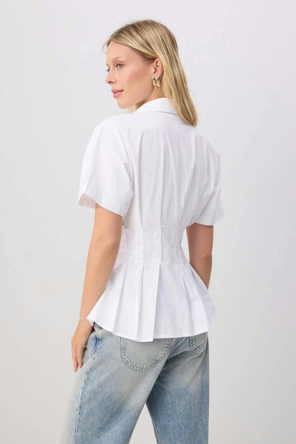 WOVCOR Pleated Detail Fitted Short Sleeve Shirt