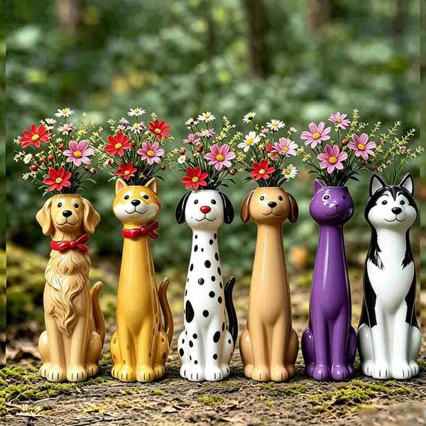 Leaper Cute Cat Dog Animal Shaped Decorative Flower Vase