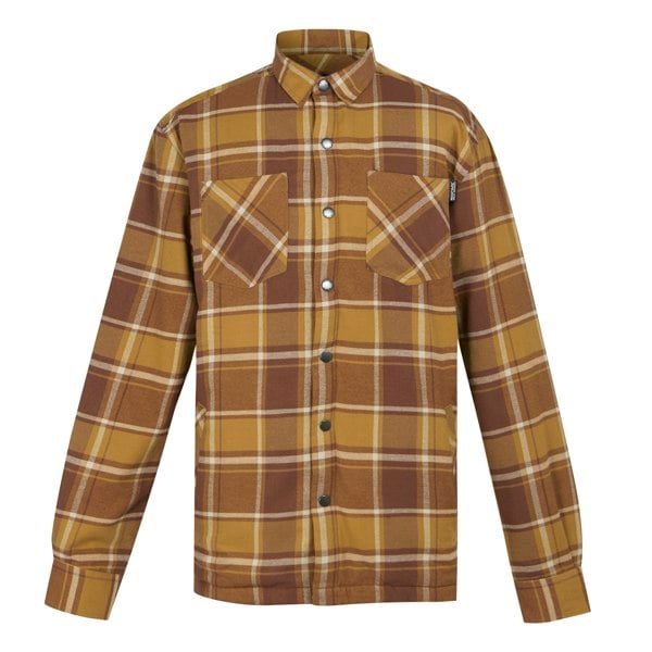 Regatta Mens Thamos Checked Long-Sleeved Shirt - Cumin/Bourbon