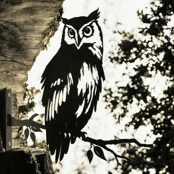 EDH Door Hardware Metal Owl Large Tree Silhouette – 35cm x 29.5cm | Rustic Outdoor & Indoor Wall Art for Garden, Fence, or Home Décor