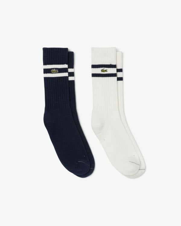 Lacoste Ribbed Mens Socks - Navy Blue/Flour HHW | CHO | Designer Mens Socks
