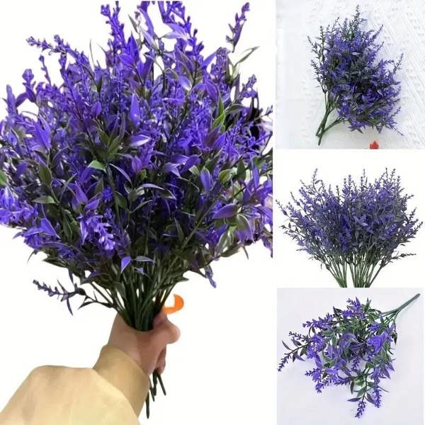 Dyzi Artificial Lavender Topiary Flowers Weatherproof Bushes with Spike
