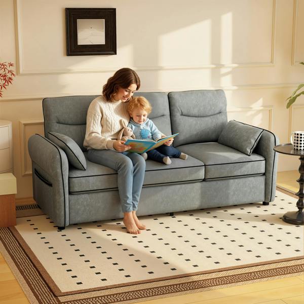 HOMCOM Armchair, Faux Leather Accent Chair with Thicken Cushion, Grey