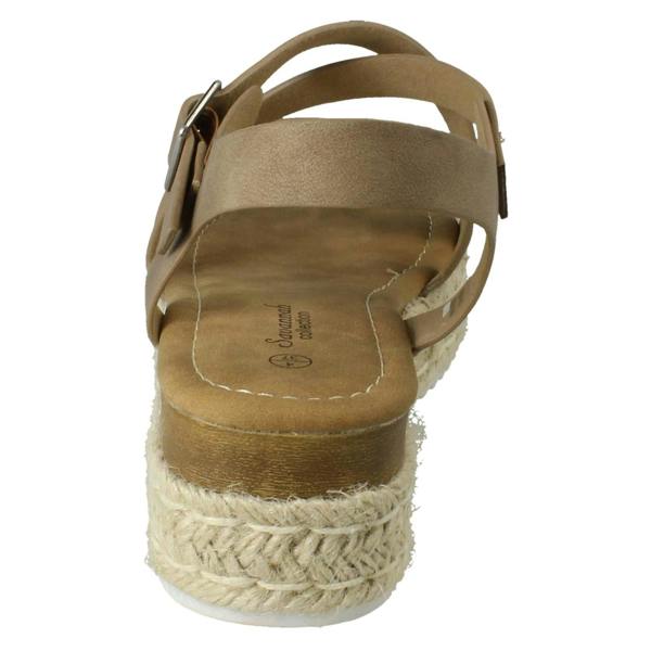 Savannah Ladies Savannah Cross Strap Platform Buckle Fastening Casual Sandals F12094