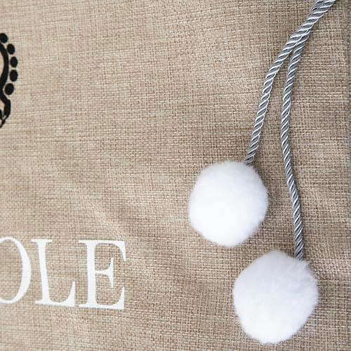 6cm Beige Hessian Christmas Sack with North Pole Express Print and Drawstring Closure image 6