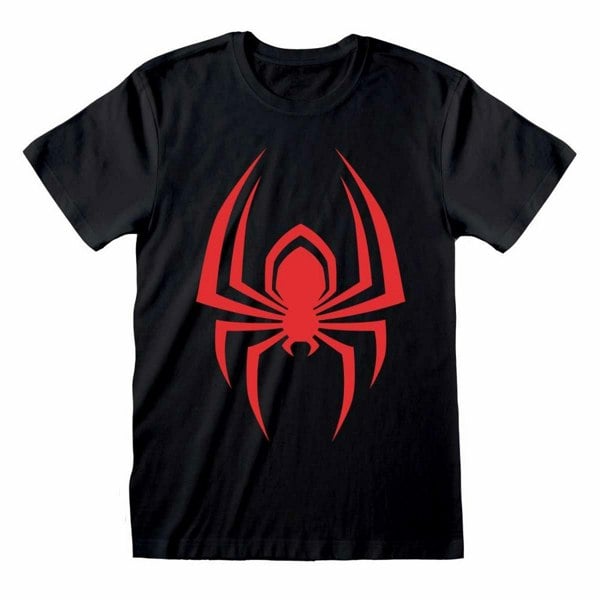 Spider-Man Unisex Adult Hanging Spider Logo T-Shirt - Black