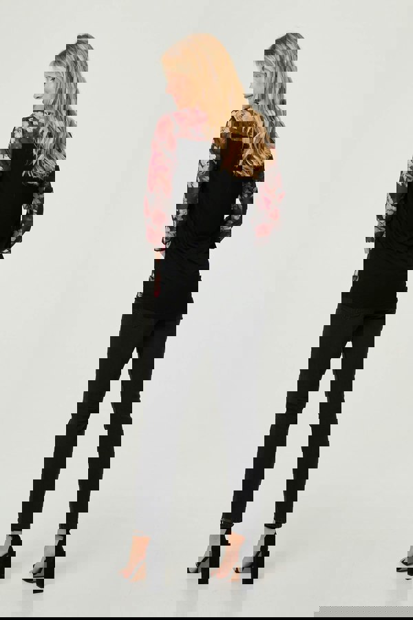 Pink | Floral 3/4 Sleeve Sheer Layered Blouse
