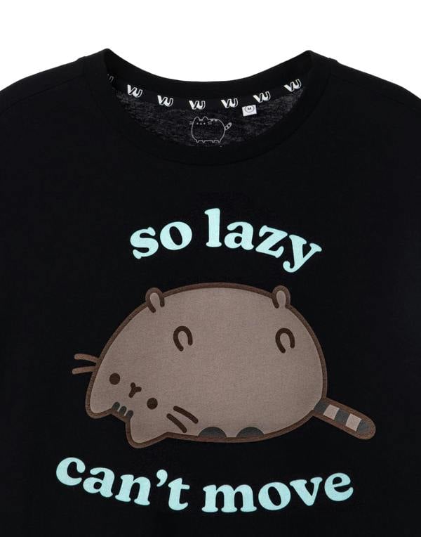 Pusheen Womens Black So Lazy Short Sleeved T-Shirt
