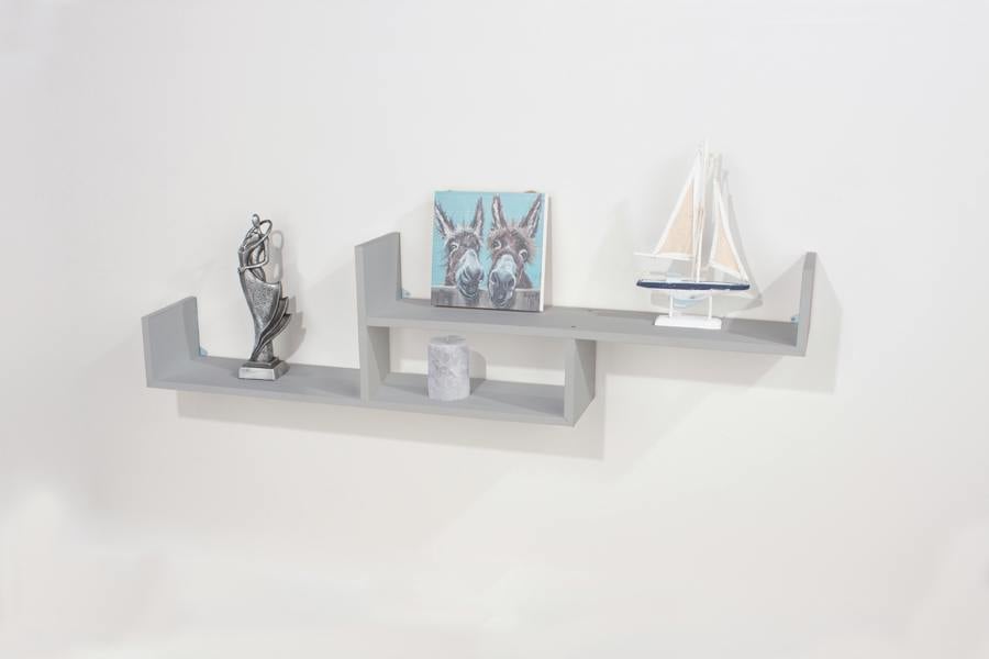 Core Products Tweed Floating Grey Two Tier Shelf