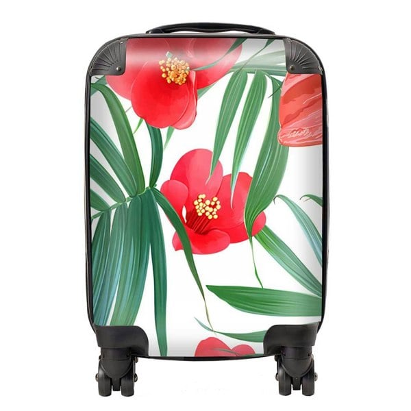 Warren Reed Tropical Flowers And Palm Leaves Hawaiian Suitcase