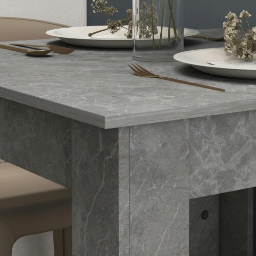 Wyld Haus Kava Cement Grey Square Dining Table With Faux Cement Finish Compact Modern Style