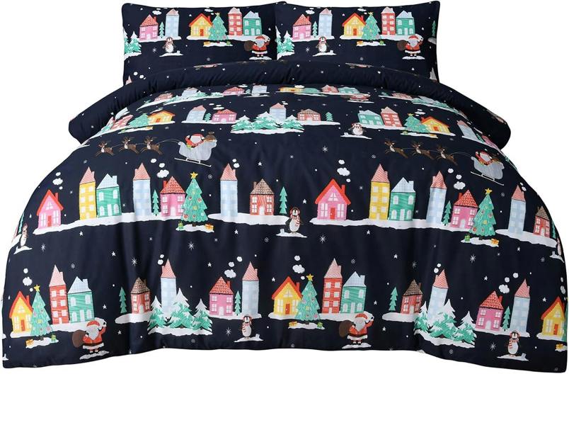 Smart Living Santa Town Reversible Polycotton Duvet Set - Multi