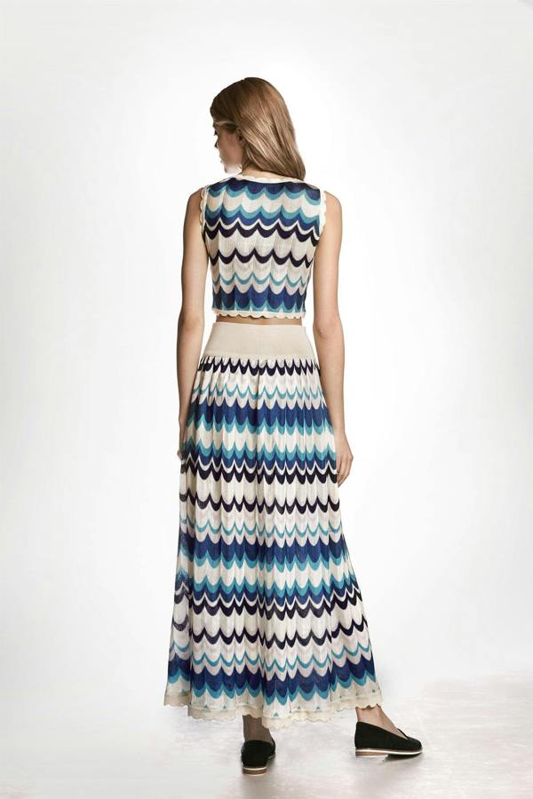 Rumour London Tahiti wavy-striped maxi skirt