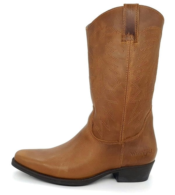 Wrangler Tex Hi Mens Leather Pull on Pointed Cowboy Western Boots