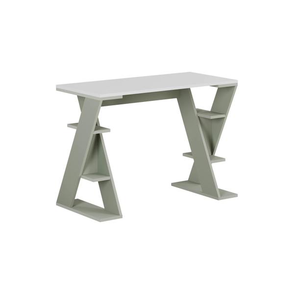 Decortie Modern Papillon 106cm Working Desk Particleboard 3 Mini Shelves, Cross Design Legs H75xW106cm