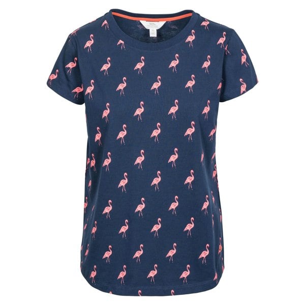 Trespass Womens Carolyn Short Sleeved Patterned T Shirt - Navy Flamingo