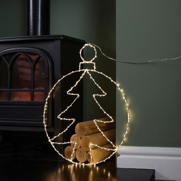 Samuel Alexander 48cm x 38cm Light up Hanging Christmas Tree Bauble with 250 Warm White LEDs