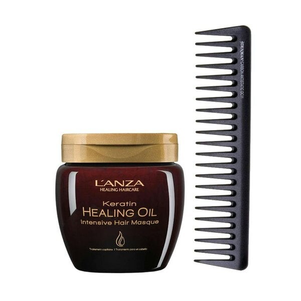 L'Anza Keratin Healing Oil Intensive Hair Masque 210ml + Denman DC11 Distribution Comb