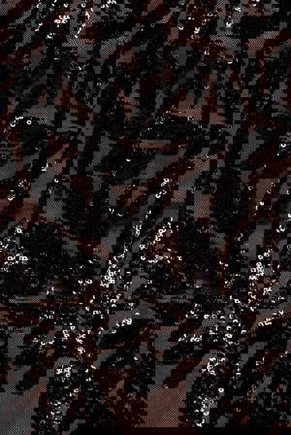 Cross Back Diamante Strap Sequin Maxi - Black DR4009