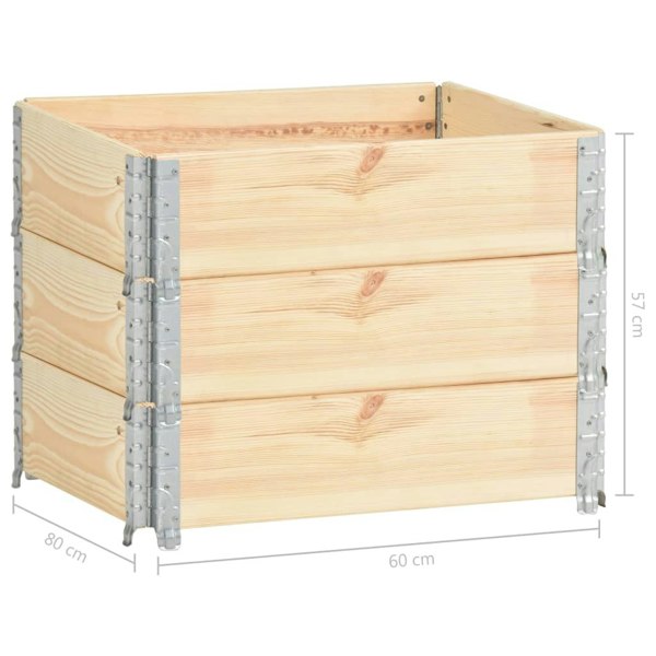 Berkfield Pallet Collars 3 pcs 60x80 cm Solid Pine Wood