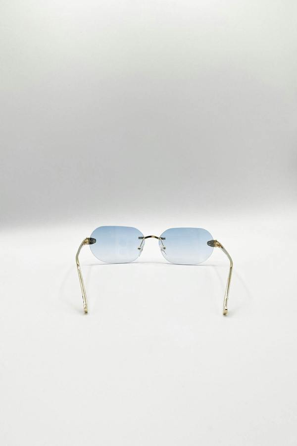Jaguar Detail Rimless Sunglasses In Blue - svnx