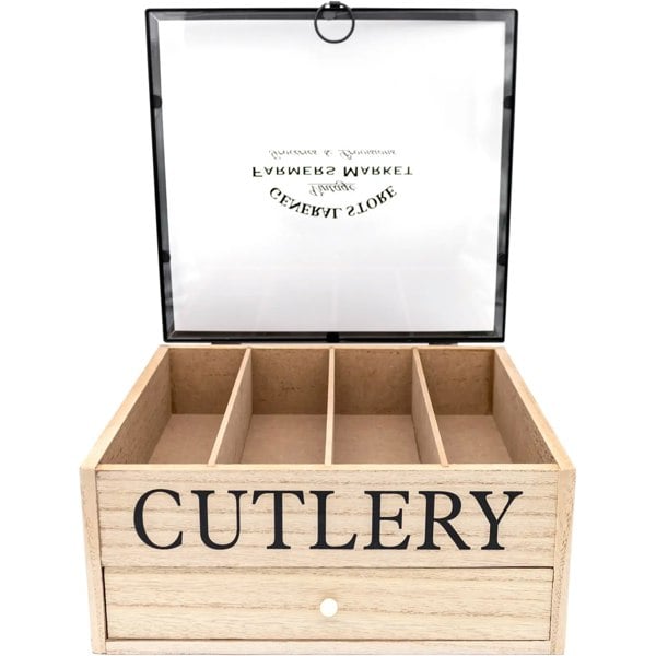 Maison des Cadeaux 5-Compartment Cutlery & Utensil Organiser with Drawer