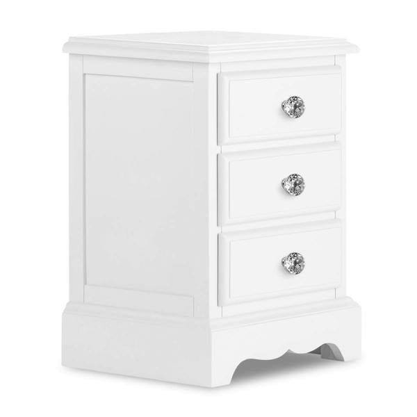 Statement Furniture Romance French Style Bedside Table with Crystal Handles Assembled