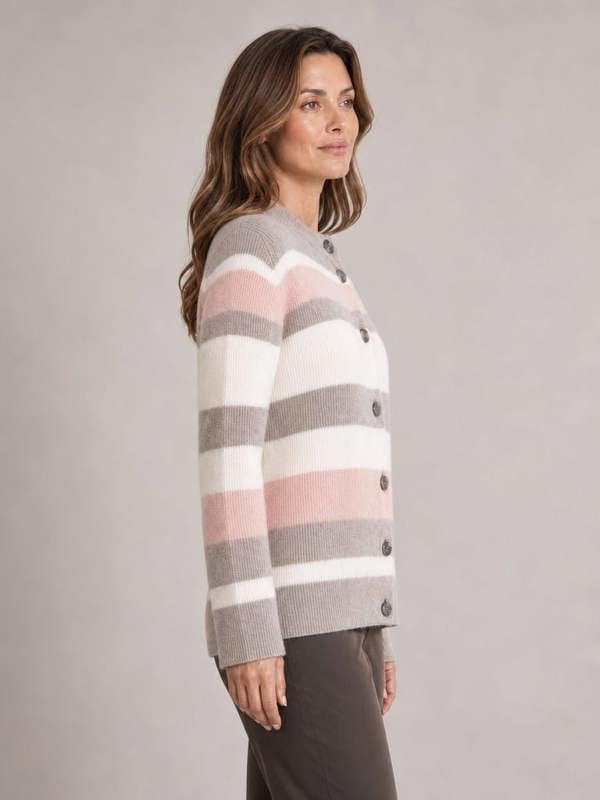 TIGI Yarn Dye Stripe Button Up Cardi