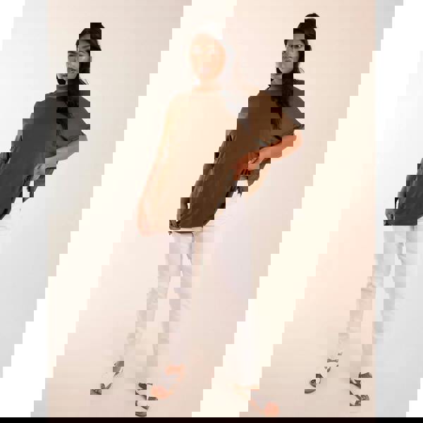 Blue Vanilla Curve Floral Crochet Back Top