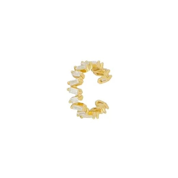Spero London Irregular Baguette Ear Cuff No Piercing Sterling Silver - Single