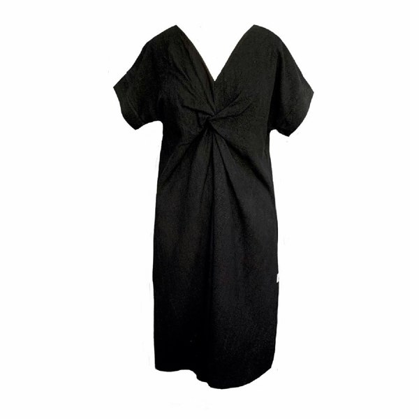 Frock Tales Riverbank Dress With Knot - Black Linen