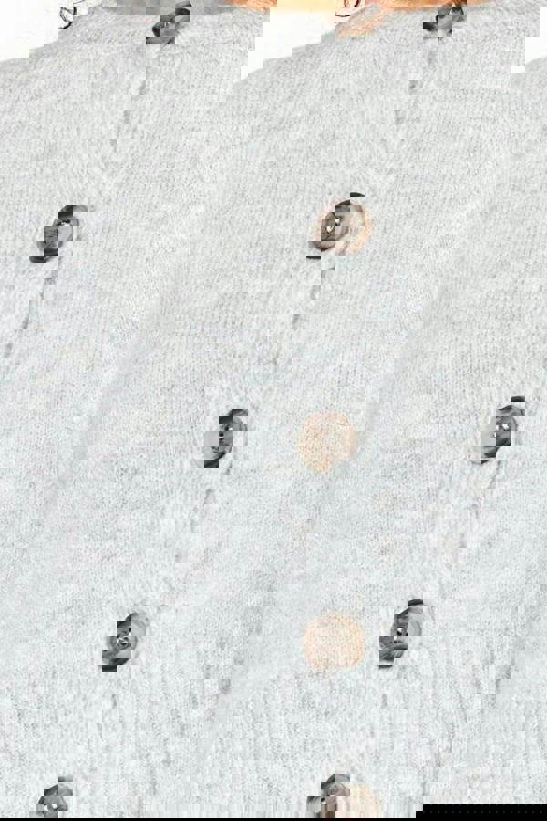 WOVCOR Crop Soft Textured Buttoned Knit Cardigan