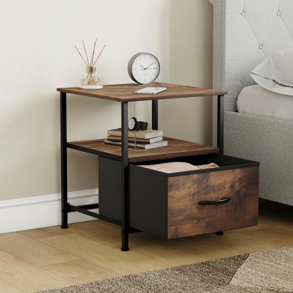 Vida Designs Chorley 1 Drawer Fabric Drawer Chest, Beige & Grey Wood