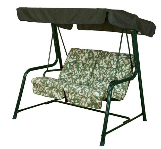Glendale REPLACEMENT CUSHION ONLY Vienna Deluxe 2 Seater Garden Hammock (Pattern options available) - Cotswold Leaf - 153cm (H) x 140cm (W) X 121cm (D)