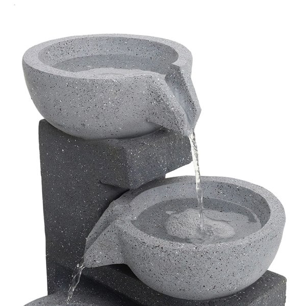 Garden Cascading Fountain Solar LED Light Rockfall Water Feature Fountains Living and Home