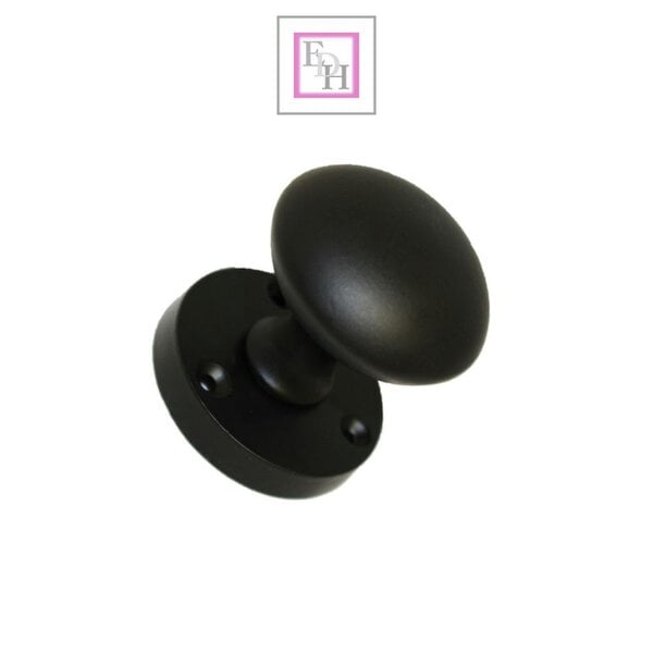 EDH Door Hardware Matt Black Round Door Knobs on Rose – Modern Internal Mortice Door Knob Set – 1 Pair