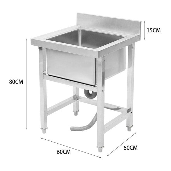 Commercial Kitchen Sink Stainless Steel Wash Basin with Single Bowl Kitchen Sink Living and Home